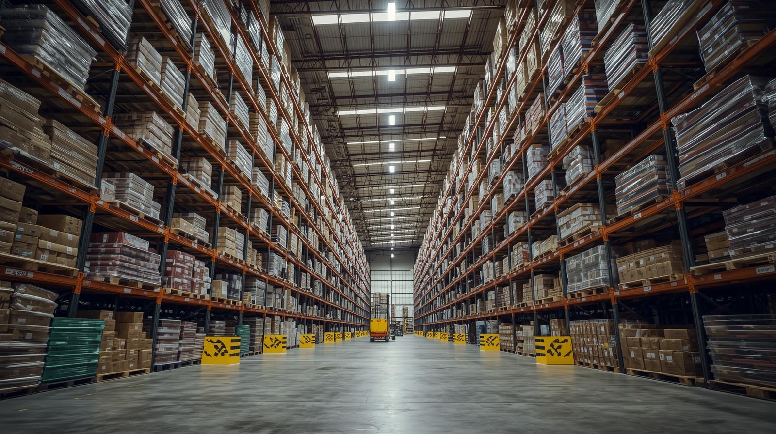 Warehouse with stocked shelves